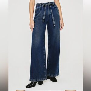 AG Jeans 100% Cotton Denim Wide-Leg High-Rise Denim Jeans With Belt (Size 29)